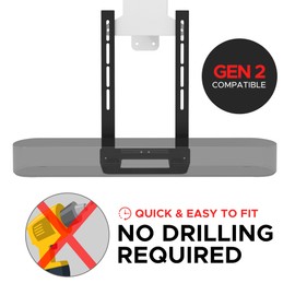 Sound Bass Beam TV Mount, Compatible with Generation 1 & 2 Sonos Beam Mounting Bracket for TV, Black, Full Hardware Kit Included, Beam Soundbar