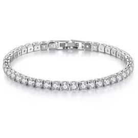 Donvii Tennis Bracelet for Women -18K Gold Plated Tennis Bracelet with Cubic Zirconia stones, 2.5mm (w) Size 17Inch (L) Perfect for adding a touch of elegance to any outfit., 2.5mm x 17 cm, Cubic