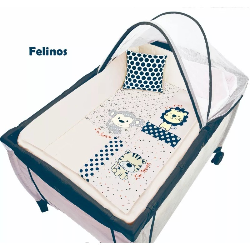 BabyBaby Set De Edredón Para Cuna Viajera Modelo Felinos