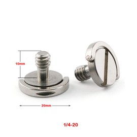 E-outstanding D-Ring Hinged Screw 2PCS 1/4-20 10mm Length Thread D Shaft Stainless Steel Camera Quick Release Plate Mounting Fixing Screws for Camera Tripod Monopod QR Plate