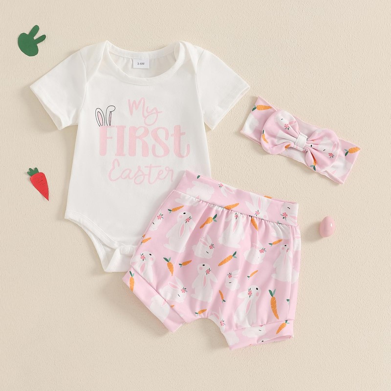M9ppzzur7 My First Easter Outfit Baby Girls Letter Print Romper