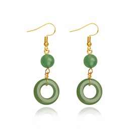 Jade Earrings for Women Green Gemstone Dangle Earrings Emerald Huggie Hoop Earring Elegant Jade Jewelry Gifts for Women