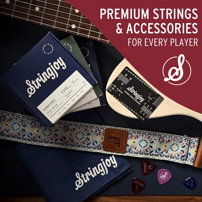Stringjoy BB1254 Brights 80/20 Bronze Light Acoustic Guitar Strings, 12-54