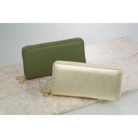 Eclea Pray for Good Luck Cowhide Leather Coin Through Wallet, Green, green