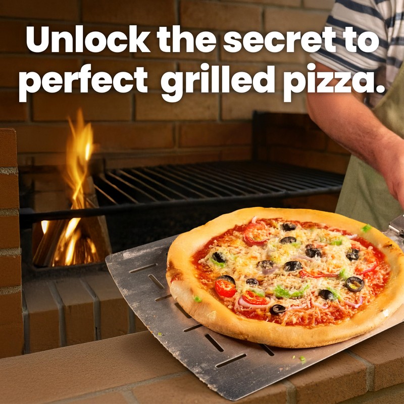 AGG Perforated Pizza Peel - 13x12 inch Stainless Steel Pizza
