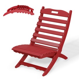 IVY&LANE Portable Xavier-Chair | Folding-Adirondack-Chairs | Wave | HDPE Plastic | Limited Edition | Red | All-Weather Resistant | for Outdoor Fire-Pit Patio Lawn Beach Poolside