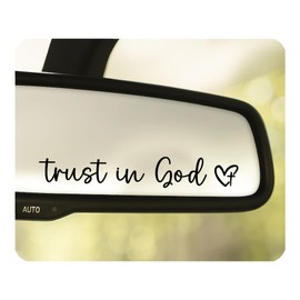 3 x Trust in God Rearview Mirror Sticker, Faith Car Mirror Decal, Bible Verse Christian Gift, Vinyl Decal for Car, Laptop, Water Bottle, Bumper Stickers, Faith Decal, 3.5” (Black)