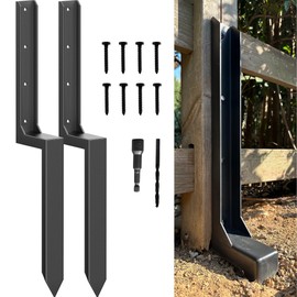 IRONBABE Fence Post Repair Kit - One-Piece Steel Anchor Stakes to Quick Fix Broken/Leaning 4x4/6x6 Wood Posts (Thickened 11-Gauge, 2-Pack)