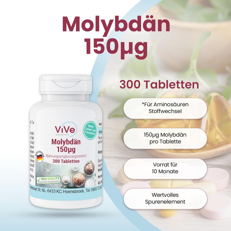 Molybdenum 150 μg – 300 Tablets – Easy to Swallow