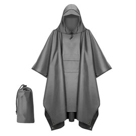 Lunali Rain Poncho, Rainwear, For Fishing, Raincoat, Kappa, Rainwear, Hood Included, For Outdoor Activities, Rain Protection, gray