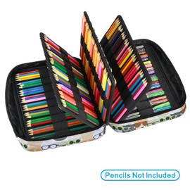 YOUSHARES Colored Pencil Case 220 Slots Pen Case Organizer with Handy Wrap & Zipper, Multilayer Holder for Prismacolor Colored Pencils & Gel Pen (Kitten)