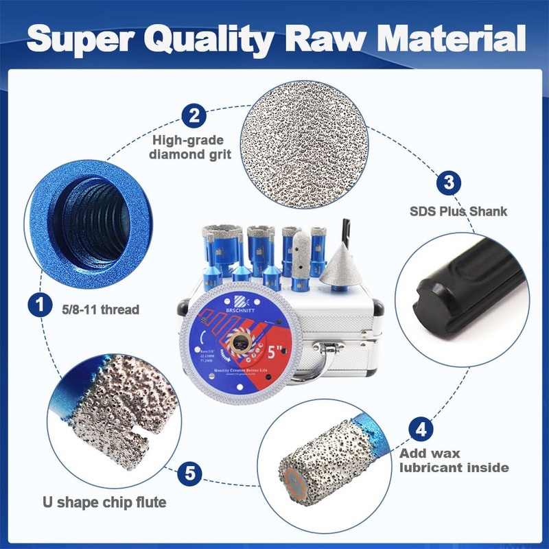 BRSCHNITT Diamond Core Drill Bit Set - Tile Hole Saw