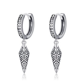 Lace Earrings S925 Sterling Silver Viking Sword Cross Stud Earrings Spike Huggie Earrings Norse Viking Jewellery for Women Men, Sterling Silver, No Gemstone