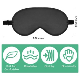 6 Pieces Natural Silk Sleep Mask Soft Eye Mask Adjustable Strap Blindfold Eyeshade Smooth Sleeping Mask Comfortable Sleep Eye Cover with Bag for Sleep (Black, Taro Purple, Navy, Purple, Pink, Gray)