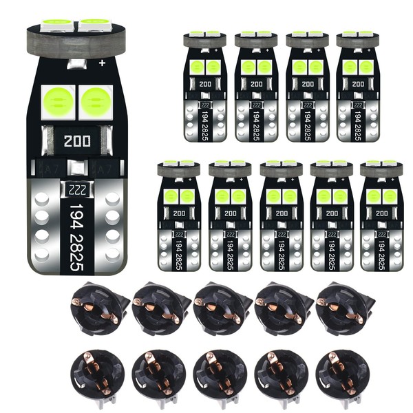 DODOFUN 10-pc 12V Ice Blue T10 W5W 158 168 194