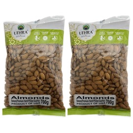 Uthra Raw Almonds 700g (Pack of 2) | Whole Almonds for Healthy Snacking | Source of Protein and Fiber | Minerals, Vitamin E | Vegan