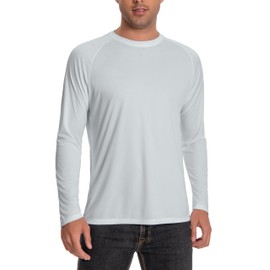 Runceptual Men's Sun Protection Shirts UPF 50+ UV Long Sleeve Rash Guard Shirts Lightweight Quick Dry for Fishing Swimming Running Hiking Gray XL