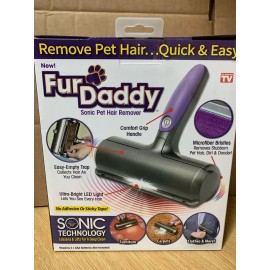 Fur Daddy Fast Easy Way Pet Fur Remover LED Light Dirt Dander Sonic Technology