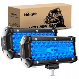 Nilight 6.5" LED Light Pod Blue Triple Row 2PCS 120W Flood Spot Combo Lights