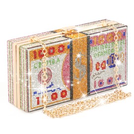 WJCD Money Clutch Purses Rhinestone Crossbody Purse Unique Evening Clutch Handbag Shoulder Bag Money Purses Crossbody Bag, Multicolour, Small