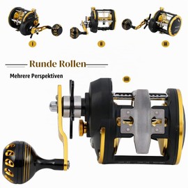Burning Shark Towing Reel Salt Spirit Level Wind Rollers Boat Fishing for Sea Bass, Grouper, Salmon - AAT40L