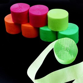 CENPEK 8 Rolls 4.5cm x 25m Fluorescent Crepe Paper Hanging Decoration for Various Birthday Party Wedding Festival Party Decorations 4 Colors