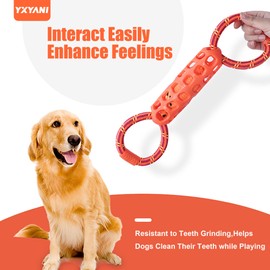 YXYANI Durable Dog Tug Toy – Tough Double Ring Rope and Rubber Chew Toy with Squeaker, Interactive Tug-of-War for Large Dogs, Heavy Duty Play and Easy to Clean (Double Ring)
