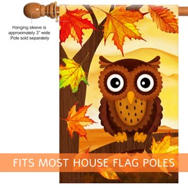 Texupday Welcome Fall Owl Maple Leaves Decoration Double Sided Autumn Garden Flag Outdoor Yard Flag 28" x 40"