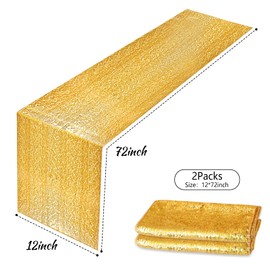 MIAHART Sequin Table Runner 12 x 72inch Table Runner Gold Sequin Table Cloths for Birthday, Wedding, Banquet, Holiday Party Decorations & Baby Shower