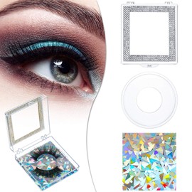 8 Pieces 3D False Eyelashes Packaging Empty Lash Case, Glitter Eyelash Box Square Eyelash Storage Boxes with Glitter Paper and Clear Tray Lash Boxes for Women Girls Eyelash Care (Silver)