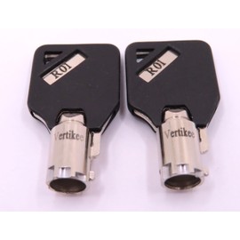 R01 Keys Compatible with Husky Milwaukee & Steel Glide R01 Tool Box Tool Chest Replacement Lock Keys, 2 Cut R01 Replacement Keys with Black Caps. Vertikee(TM)
