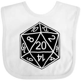 inktastic 20 Sided Black Dice Baby Bib White - Gus Fink Studios 2a8de