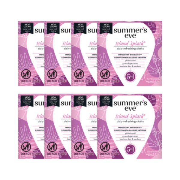 Summers Eve Cleansing Cloths Island Splash scented, 16 ct. (Pack of 8)