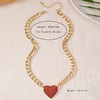 Rhinestone Chunky Heart Necklace Sparkling Red Crystal Link Cuban Chain