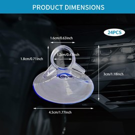 24PCS Car Glass Windshield Sunshade Suction Cups, Powerful Pull Ring Dovetail Sucker Hooks, PVC Sucker Car Window Shade Suction Cups, Car Accessories Mini Adsorption Holder for Kitchen Bathroom