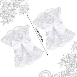 Telooco Lace Gloves Women Bow Fingerless Lace Gloves for Women, Suitable for Brides, Tea Parties, Dinner Parties and Funerals(White)
