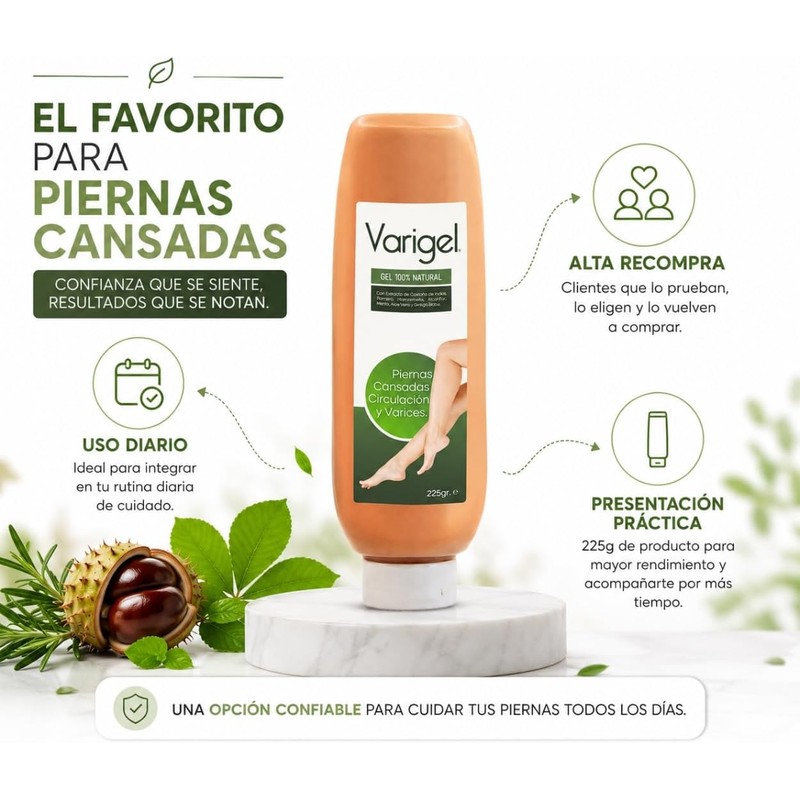 Varigel 225gr 2 Pack Gel Corporal Refrescante con Extractos Botánicos