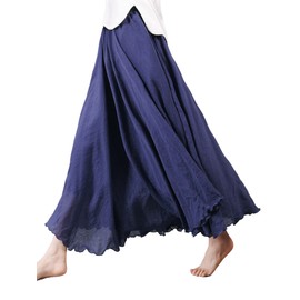 Women's Cotton Long Skirt, Double Stitched, Elasticated Waistband, Plain Colours