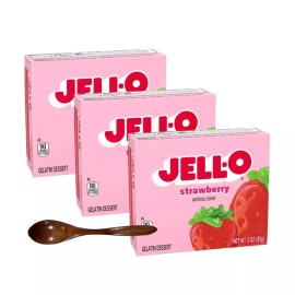Jell-O Gelatin Dessert Mix 3oz w/ Wooden Spoon (Strawberry)