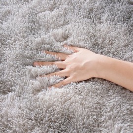 Zentavio Soft Area Rugs for Living Room Bedroom 6x9 Feet Fluffy Fuzzy Furry Shaggy Aesthetic Carpet Plush High Pile Floor Rug for Nursery Kids Room Dorm Home Decor Tie-Dyed Light Grey