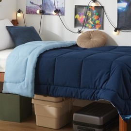 Bedsure Comforters Twin XL Size -Duvet Insert Navy Blue/Blue Down Alternative Comforter Quilted All Season Duvet with Tabs-Machine Washable-Gifts for Women(Navy Blue/Blue,Twin XL 92x68)