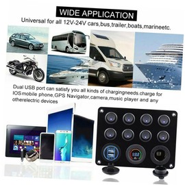 Gatuida 1set Position Rocker Panel USB Charging and Digital Voltmeter for Boat Rv and Camping and Easy to Install