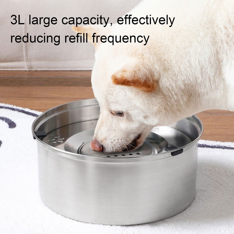 Dog Water Bowl Dispenser 304 Stainless Steel Spill Proof 3L