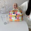LIERWOI Travel Cosmetic Bag Cotton Makeup Bag Ladies, Quilted Toiletry
