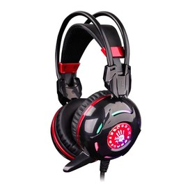 BLOODY G300 Comfort Glare Gaming Headphones with Dual-Channel Stereo Sound, Noise-Canceling Mic, Auto-Adjusting Headband, Super-Soft Ear Pads, Red-Black