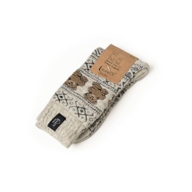 Norwegian Socks with Teddy Pattern - Women and Men Cuddly Socks Made of Wool - Thick Socks with High Wool Content in Norwegian Design - Durable, Soft and Comfortable on the Skin, gray