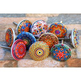 JGARTS 10 x Mix Vintage Look Flower Ceramic Knobs Door Handle Cabinet Drawer Cupboard Pull Mandala Xfer New