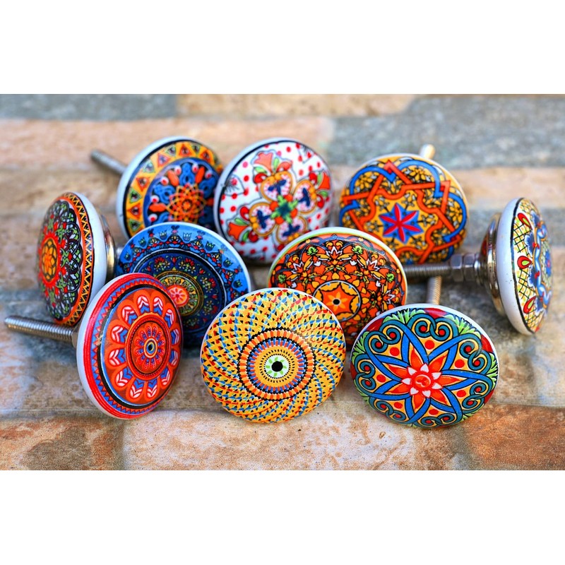 JGARTS 10 x Mix Vintage Look Flower Ceramic Knobs Door
