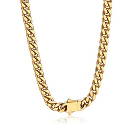 Bandmax Men Chain Necklaces 24 Inch Gold Diamond Cut Miami Cuban Link Chain 5MM Wide Cubanas Cadenas Hombres Mens Stainless Steel Jewelry Gift for Men