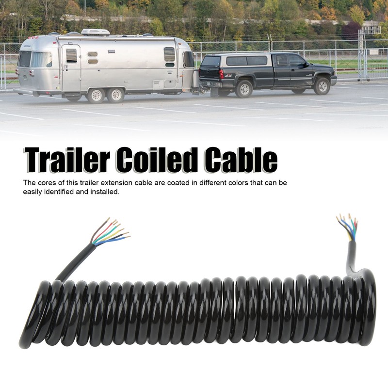 Trailer Extension Coiled Cable 12.8ft 20AWG 7 Core Polyurethane Copper